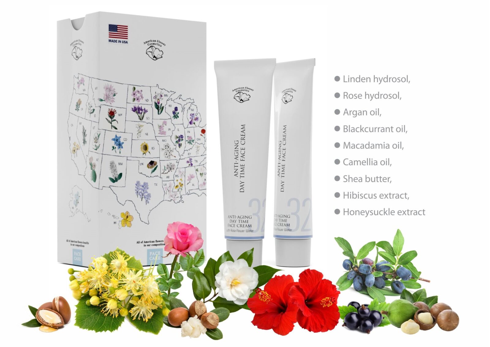 32 ANTI-AGING DAY TIME FACE CREAM with Rosa Flower Water Ingredients