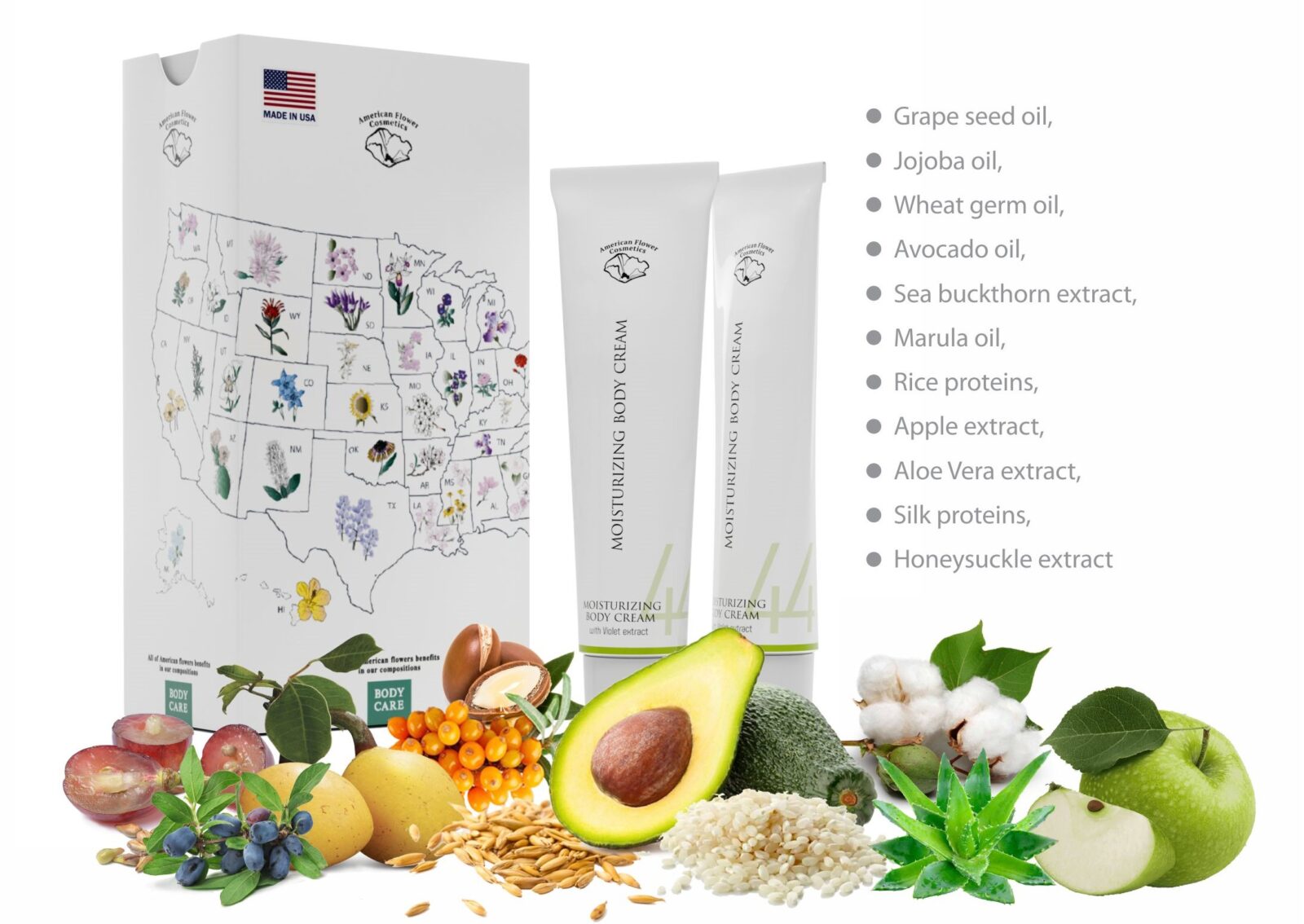 44 MOISTURIZING BODY CREAM with Violet extract Ingredients