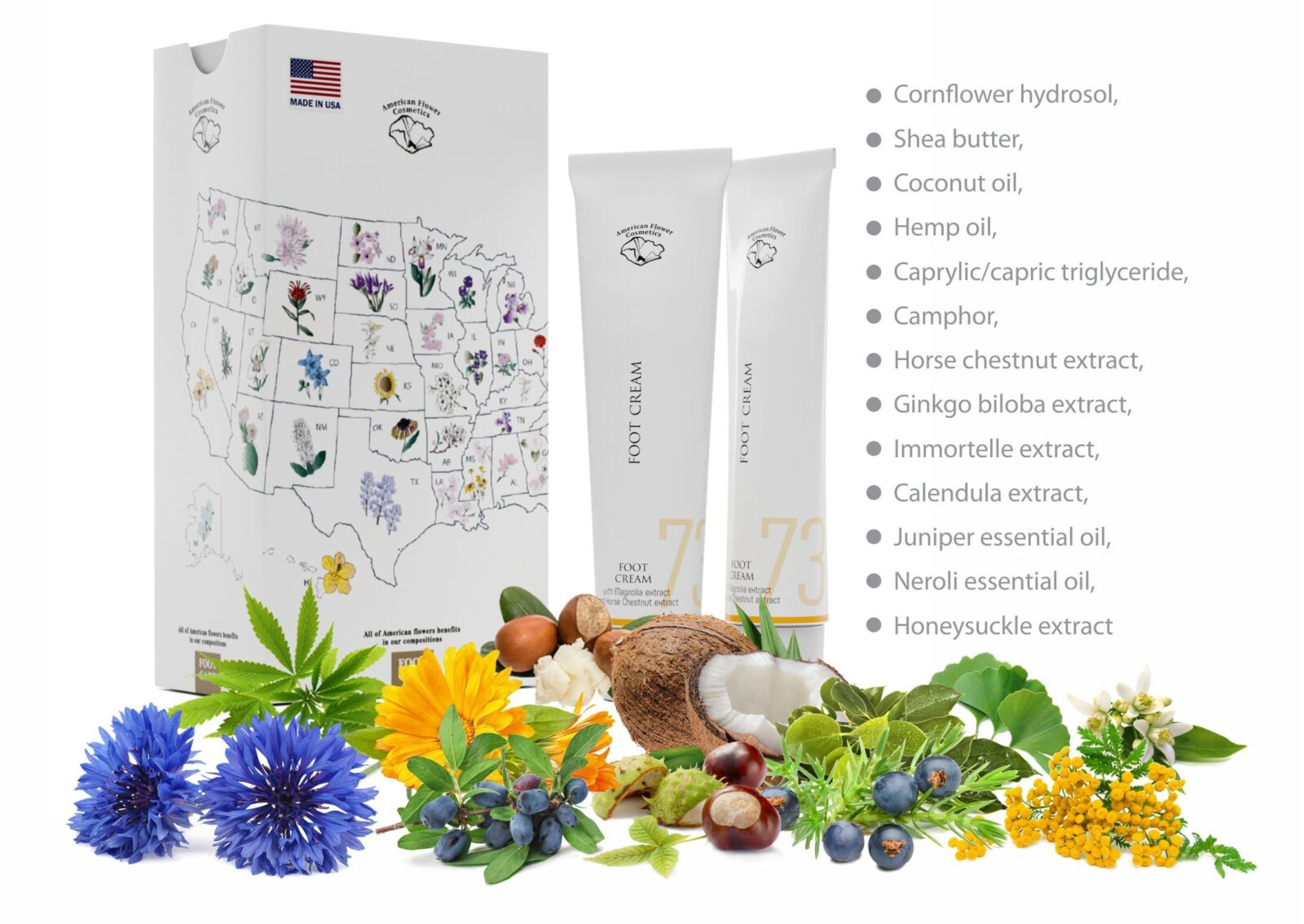 73 FOOT CREAM with Magnolia extract and Horse Chestnut extract Ingredients